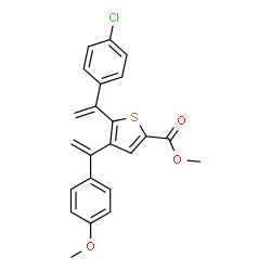 ChemSpider 2D Image | Methyl 5-[1-(4-chlorophenyl)vinyl]-4-[1-(4-methoxyphenyl)vinyl]-2-thiophenecarboxylate | C23H19ClO3S