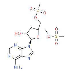 ChemSpider 2D Image | [(4R,5R)-5-(6-Amino-9H-purin-9-yl)-4-hydroxytetrahydrofuran-2,2-diyl]bis(methylene) dimethanesulfonate | C13H19N5O8S2
