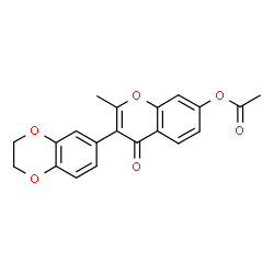 ChemSpider 2D Image | 3-(2,3-dihydro-1,4-benzodioxin-6-yl)-2-methyl-4-oxo-4H-chromen-7-yl acetate | C20H16O6