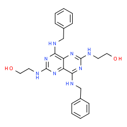 ChemSpider 2D Image | 2,2'-{[4,8-Bis(benzylamino)pyrimido[5,4-d]pyrimidine-2,6-diyl]diimino}diethanol | C24H28N8O2