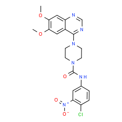 ChemSpider 2D Image | N-(4-Chloro-3-nitrophenyl)-4-(6,7-dimethoxy-4-quinazolinyl)-1-piperazinecarboxamide | C21H21ClN6O5