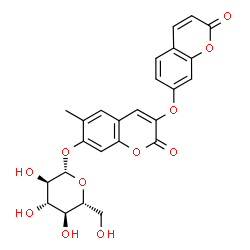 ChemSpider 2D Image | 6-Methyl-2-oxo-3-[(2-oxo-2H-chromen-7-yl)oxy]-2H-chromen-7-yl beta-D-glucopyranoside | C25H22O11