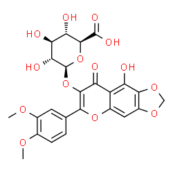 ChemSpider 2D Image | 6-(3,4-Dimethoxyphenyl)-9-hydroxy-8-oxo-8H-[1,3]dioxolo[4,5-g]chromen-7-yl beta-D-glucopyranosiduronic acid | C24H22O14
