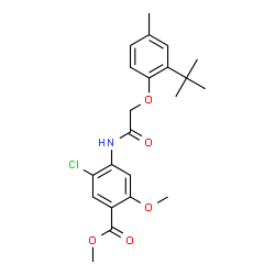 ChemSpider 2D Image | Methyl 4-{[(2-tert-butyl-4-methylphenoxy)acetyl]amino}-5-chloro-2-methoxybenzoate | C22H26ClNO5