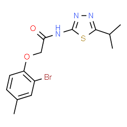ChemSpider 2D Image | 2-(2-Bromo-4-methylphenoxy)-N-(5-isopropyl-1,3,4-thiadiazol-2-yl)acetamide | C14H16BrN3O2S