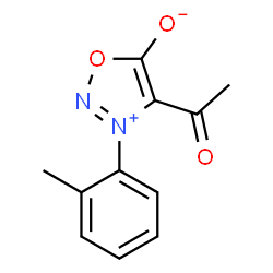 ChemSpider 2D Image | 4-Acetyl-3-(2-methylphenyl)-1,2,3-oxadiazol-3-ium-5-olate | C11H10N2O3