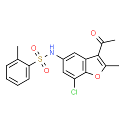 ChemSpider 2D Image | N-(3-acetyl-7-chloro-2-methyl-benzofuran-5-yl)-2-methyl-benzenesulfonamide | C18H16ClNO4S
