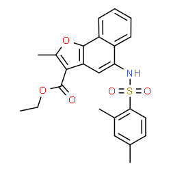 ChemSpider 2D Image | ethyl 5-[(2,4-dimethylphenyl)sulfonylamino]-2-methyl-benzo[g]benzofuran-3-carboxylate | C24H23NO5S