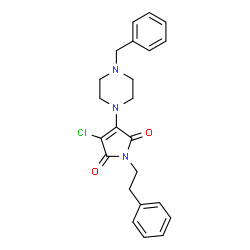 ChemSpider 2D Image | 3-(4-Benzylpiperazin-1-yl)-4-chloro-1-(2-phenylethyl)-1H-pyrrole-2,5-dione | C23H24ClN3O2