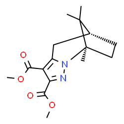 ChemSpider 2D Image | Dimethyl (1R,8R)-1,11,11-trimethyl-2,3-diazatricyclo[6.2.1.0~2,6~]undeca-3,5-diene-4,5-dicarboxylate | C16H22N2O4