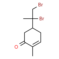 ChemSpider 2D Image | 5-(1,2-Dibromo-2-propanyl)-2-methyl-2-cyclohexen-1-one | C10H14Br2O