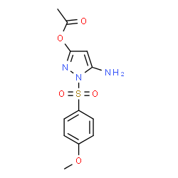 ChemSpider 2D Image | 5-Amino-1-[(4-methoxyphenyl)sulfonyl]-1H-pyrazol-3-yl acetate | C12H13N3O5S