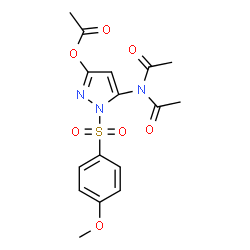 ChemSpider 2D Image | 5-(Diacetylamino)-1-[(4-methoxyphenyl)sulfonyl]-1H-pyrazol-3-yl acetate | C16H17N3O7S