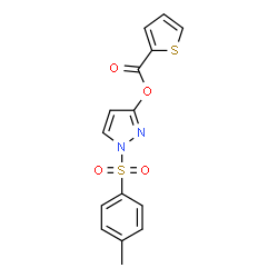 ChemSpider 2D Image | 1-[(4-Methylphenyl)sulfonyl]-1H-pyrazol-3-yl 2-thiophenecarboxylate | C15H12N2O4S2