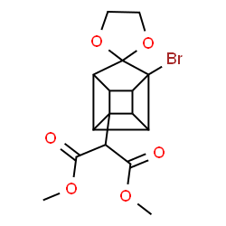 ChemSpider 2D Image | Dimethyl (1'-bromo-4'H-spiro[1,3-dioxolane-2,9'-pentacyclo[4.3.0.0~2,5~.0~3,8~.0~4,7~]nonan]-4'-yl)malonate | C16H17BrO6