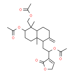 ChemSpider 2D Image | 2-[6-Acetoxy-5-(acetoxymethyl)-5,8a-dimethyl-2-methylenedecahydro-1-naphthalenyl]-1-(2-oxo-2,5-dihydro-3-furanyl)ethyl acetate | C26H36O8