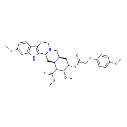 ChemSpider 2D Image | Methyl (3beta,17alpha,20alpha)-11,17-dimethoxy-18-[2-(4-methoxyphenoxy)acetoxy]yohimban-16-carboxylate | C32H38N2O8