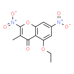 ChemSpider 2D Image | 5-Ethoxy-3-methyl-2,7-dinitro-4H-chromen-4-one | C12H10N2O7