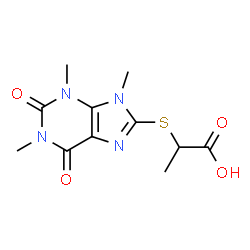 ChemSpider 2D Image | 2-[(1,3,9-Trimethyl-2,6-dioxo-2,3,6,9-tetrahydro-1H-purin-8-yl)sulfanyl]propanoic acid | C11H14N4O4S