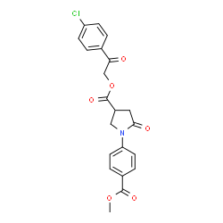 ChemSpider 2D Image | 2-(4-Chlorophenyl)-2-oxoethyl 1-[4-(methoxycarbonyl)phenyl]-5-oxo-3-pyrrolidinecarboxylate | C21H18ClNO6