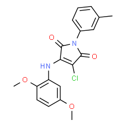ChemSpider 2D Image | 3-Chloro-4-[(2,5-dimethoxyphenyl)amino]-1-(3-methylphenyl)-1H-pyrrole-2,5-dione | C19H17ClN2O4