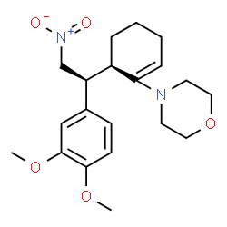 ChemSpider 2D Image | 4-{(6R)-6-[(1S)-1-(3,4-Dimethoxyphenyl)-2-nitroethyl]-1-cyclohexen-1-yl}morpholine | C20H28N2O5