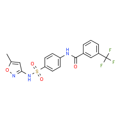 ChemSpider 2D Image | N-[4-[(5-methylisoxazol-3-yl)sulfamoyl]phenyl]-3-(trifluoromethyl)benzamide | C18H14F3N3O4S