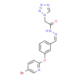 ChemSpider 2D Image | N'-[(Z)-{3-[(5-Bromo-2-pyridinyl)oxy]phenyl}methylene]-2-(1H-tetrazol-1-yl)acetohydrazide | C15H12BrN7O2