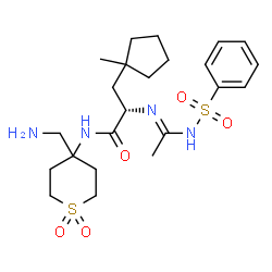 ChemSpider 2D Image | N-[4-(Aminomethyl)-1,1-Dioxidotetrahydro-2h-Thiopyran-4-Yl]-3-(1-Methylcyclopentyl)-N~2~-[(1e)-N-(Phenylsulfonyl)ethanimidoyl]-L-Alaninamide | C23H36N4O5S2
