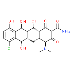 ChemSpider 2D Image | (4S,4aR,5aS,6S,12aR)-7-Chloro-4-(dimethylamino)-6,10,11,12-tetrahydroxy-1,3-dioxo-1,2,3,4,4a,5,5a,6,11,11a,12,12a-dodecahydro-2-tetracenecarboxamide | C21H25ClN2O7