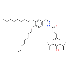 ChemSpider 2D Image | N'-{(Z)-[3,4-Bis(octyloxy)phenyl]methylene}-3-[4-hydroxy-3,5-bis(2-methyl-2-propanyl)phenyl]propanehydrazide | C40H64N2O4