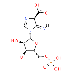 ChemSpider 2D Image | (4R,5E)-5-Imino-1-(5-O-phosphono-beta-D-ribofuranosyl)-4,5-dihydro-1H-imidazole-4-carboxylic acid | C9H14N3O9P