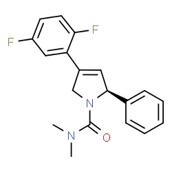 ChemSpider 2D Image | (2S)-4-(2,5-Difluorophenyl)-N,N-dimethyl-2-phenyl-2,5-dihydro-1H-pyrrole-1-carboxamide | C19H18F2N2O