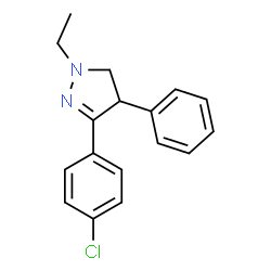 ChemSpider 2D Image | 3-(4-Chlorophenyl)-1-ethyl-4-phenyl-4,5-dihydro-1H-pyrazole | C17H17ClN2
