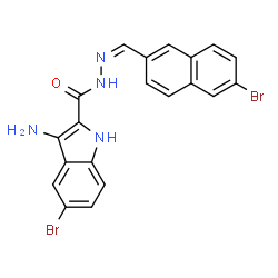 ChemSpider 2D Image | 3-Amino-5-bromo-N'-[(Z)-(6-bromo-2-naphthyl)methylene]-1H-indole-2-carbohydrazide | C20H14Br2N4O