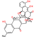 InChI=1/C32H24O10/c1-12-9-15-21(19(34)10-12)26(37)22-14(25(15)36)7-8-17-28(22)42-32-16-5-4-6-18(33)23(16)27(38)24-20(35)11-29(3,39)31(40,13(2)41-32)30(17,24)32/h4-10,13,33-34,38-40H,11H2,1-3H3/t13-,29+,30?,31-,32+/m0/s1