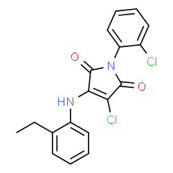 ChemSpider 2D Image | 3-Chloro-1-(2-chlorophenyl)-4-[(2-ethylphenyl)amino]-1H-pyrrole-2,5-dione | C18H14Cl2N2O2