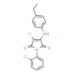 ChemSpider 2D Image | 3-Chloro-1-(2-chlorophenyl)-4-[(4-ethylphenyl)amino]-1H-pyrrole-2,5-dione | C18H14Cl2N2O2