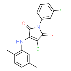 ChemSpider 2D Image | 3-Chloro-1-(3-chlorophenyl)-4-[(2,5-dimethylphenyl)amino]-1H-pyrrole-2,5-dione | C18H14Cl2N2O2