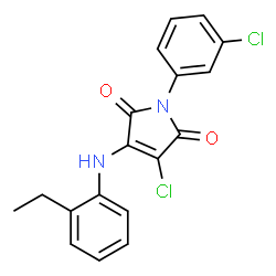 ChemSpider 2D Image | 3-chloro-1-(3-chlorophenyl)-4-(ethylanilino)-1H-pyrrole-2,5-dione | C18H14Cl2N2O2