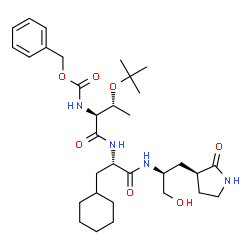 ChemSpider 2D Image | N-[(Benzyloxy)carbonyl]-O-(Tert-Butyl)-L-Threonyl-3-Cyclohexyl-N-[(1s)-2-Hydroxy-1-{[(3s)-2-Oxopyrrolidin-3-Yl]methyl}ethyl]-L-Alaninamide | C32H50N4O7