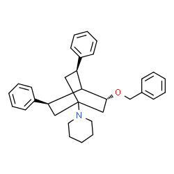 ChemSpider 2D Image | 1-[(3R,5R,8R)-3-(Benzyloxy)-5,8-diphenylbicyclo[2.2.2]oct-1-yl]piperidine | C32H37NO