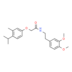 ChemSpider 2D Image | N-[2-(3,4-Dimethoxyphenyl)ethyl]-2-(4-isopropyl-3-methylphenoxy)acetamide | C22H29NO4