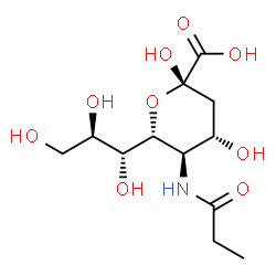 ChemSpider 2D Image | (6R)-3,5-Dideoxy-5-(propionylamino)-6-[(1R,2R)-1,2,3-trihydroxypropyl]-alpha-L-threo-hex-2-ulopyranosonic acid | C12H21NO9