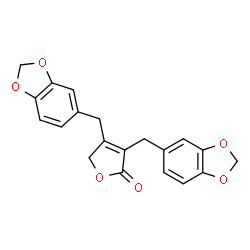 ChemSpider 2D Image | 3,4-Bis(1,3-benzodioxol-5-ylmethyl)-2(5H)-furanone | C20H16O6