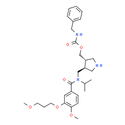 ChemSpider 2D Image | [(3S,4S)-4-({Isopropyl[4-methoxy-3-(3-methoxypropoxy)benzoyl]amino}methyl)-3-pyrrolidinyl]methyl benzylcarbamate | C29H41N3O6