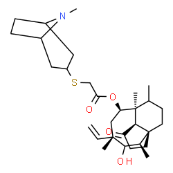 ChemSpider 2D Image | (1S,2R,4S,6R,7S,8R)-3-Hydroxy-2,4,7,14-tetramethyl-9-oxo-4-vinyltricyclo[5.4.3.0~1,8~]tetradec-6-yl [(8-methyl-8-azabicyclo[3.2.1]oct-3-yl)sulfanyl]acetate | C30H47NO4S