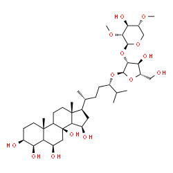 ChemSpider 2D Image | (3beta,4beta,6beta,9xi,14xi,15beta,24S)-3,4,6,8,15-Pentahydroxycholestan-24-yl 2-O-(2,4-di-O-methyl-beta-D-xylopyranosyl)-alpha-L-arabinofuranoside | C39H68O14
