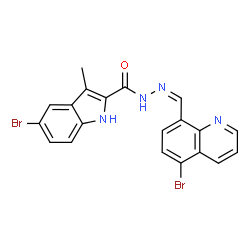 ChemSpider 2D Image | 5-Bromo-N'-[(Z)-(5-bromo-8-quinolinyl)methylene]-3-methyl-1H-indole-2-carbohydrazide | C20H14Br2N4O