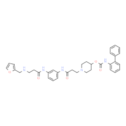 ChemSpider 2D Image | 1-{3-[(3-{[N-(2-Furylmethyl)-beta-alanyl]amino}phenyl)amino]-3-oxopropyl}-4-piperidinyl 2-biphenylylcarbamate | C35H39N5O5